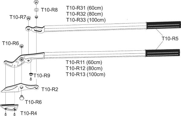 T10 - Straight anvil branch-cutters with lever